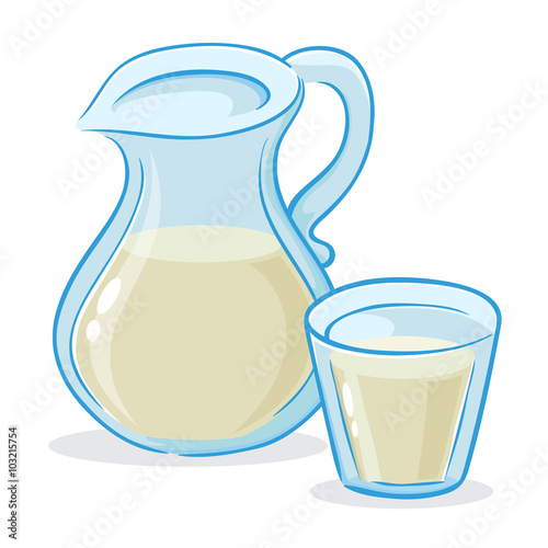 Vector Illustration of Milk Jug And a Glass of Milk