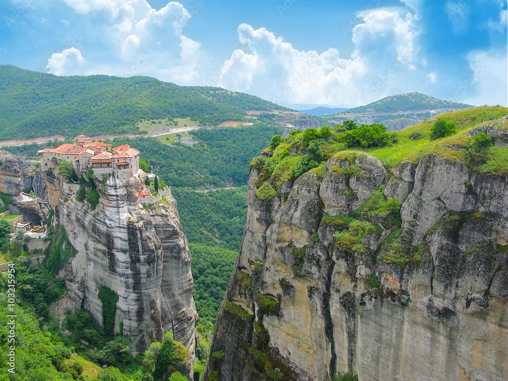 View of one of the monasteries of Meteora. Greece