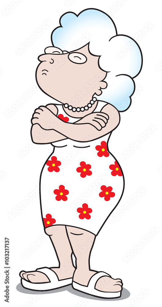 Indignant blue haired woman in flowered dress throwing hissy fit Indignant blue haired woman in flowered dress throwing hissy fit