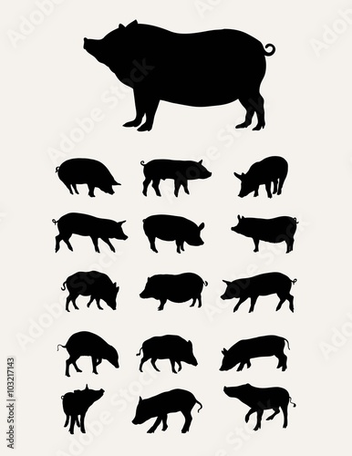 Pigs Silhouettes Set, art vector design
