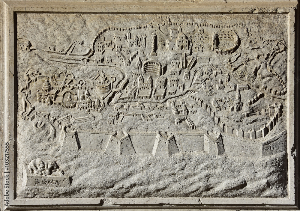 Fototapeta premium Ancient map of Rome, the eternal city