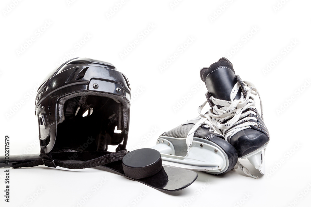 Naklejka premium Ice Hockey Equipment Isolated on White Background