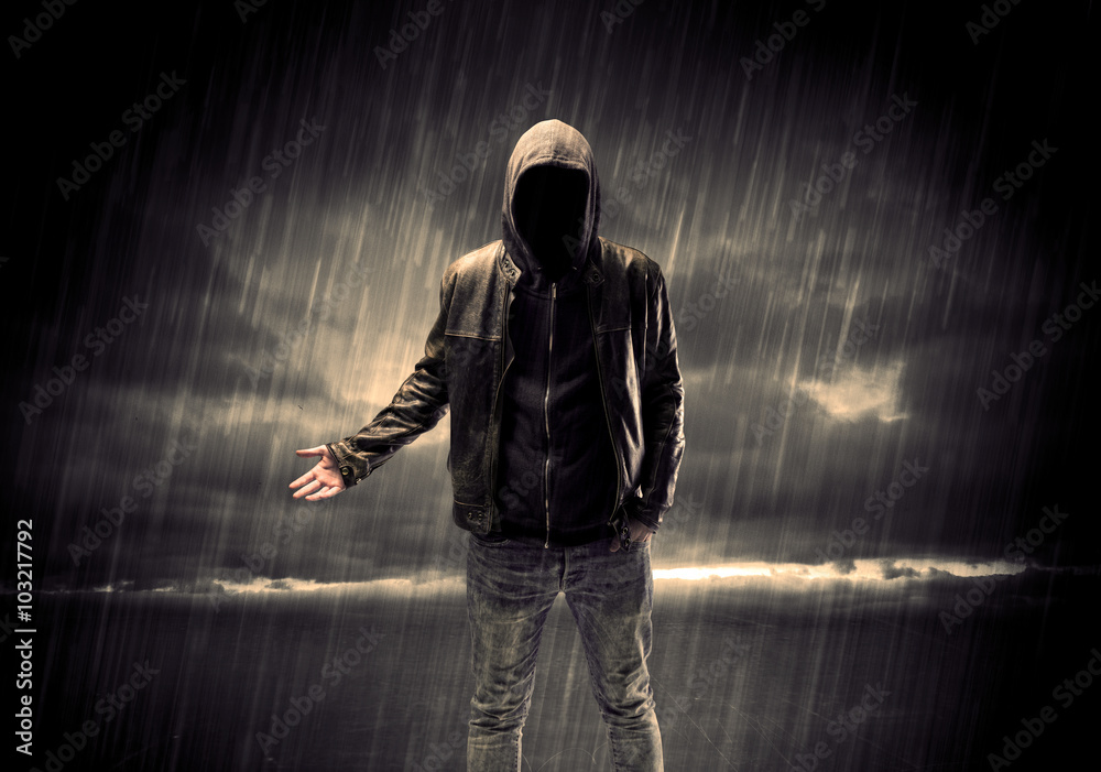 Anonymous terrorist in hoodie at night Anonymous terrorist in hoodie at night