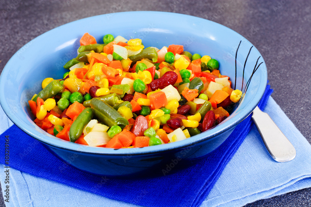 Mexican Mix of Vegetables. Tomatoes, Beans, Celery Root, Green B Mexican Mix of Vegetables. Tomatoes, Beans, Celery Root, Green B