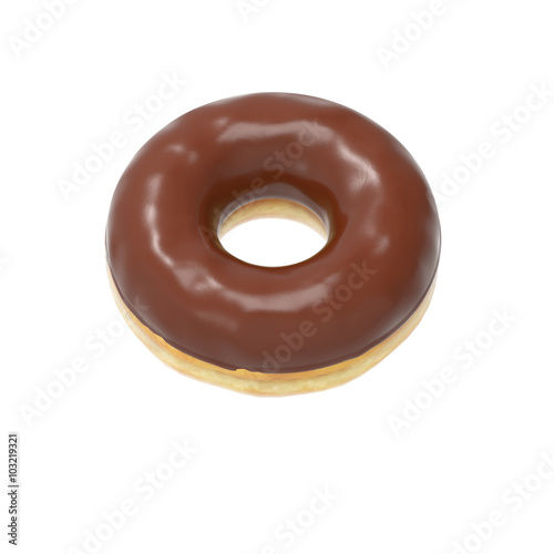 Chocolate-glazed donut isolated