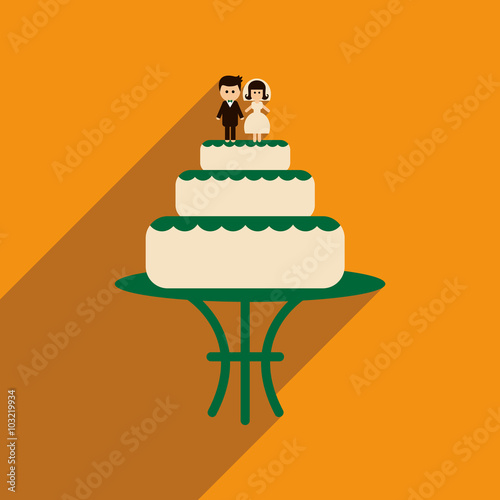 Flat web icon with long shadow wedding cake
