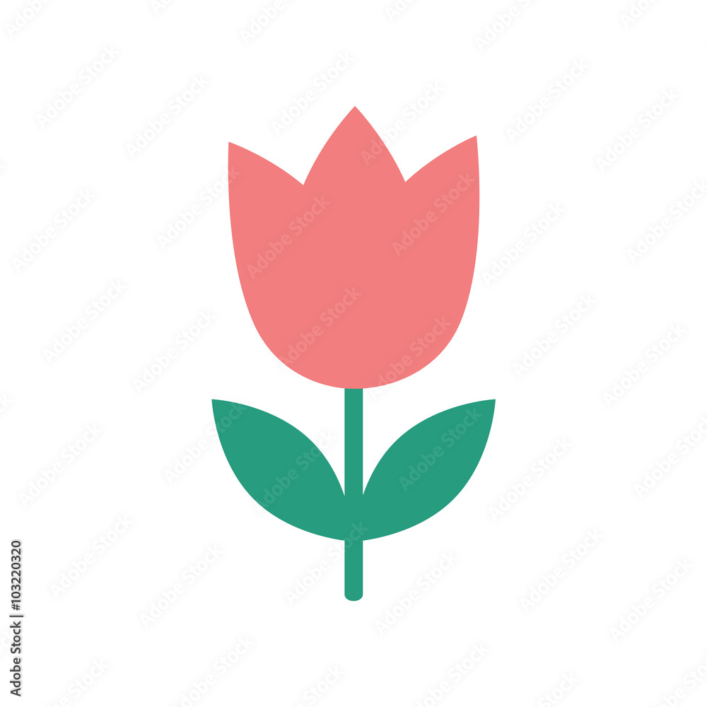 Fototapeta premium ikona płaski na białym tle kwitnie tulipan