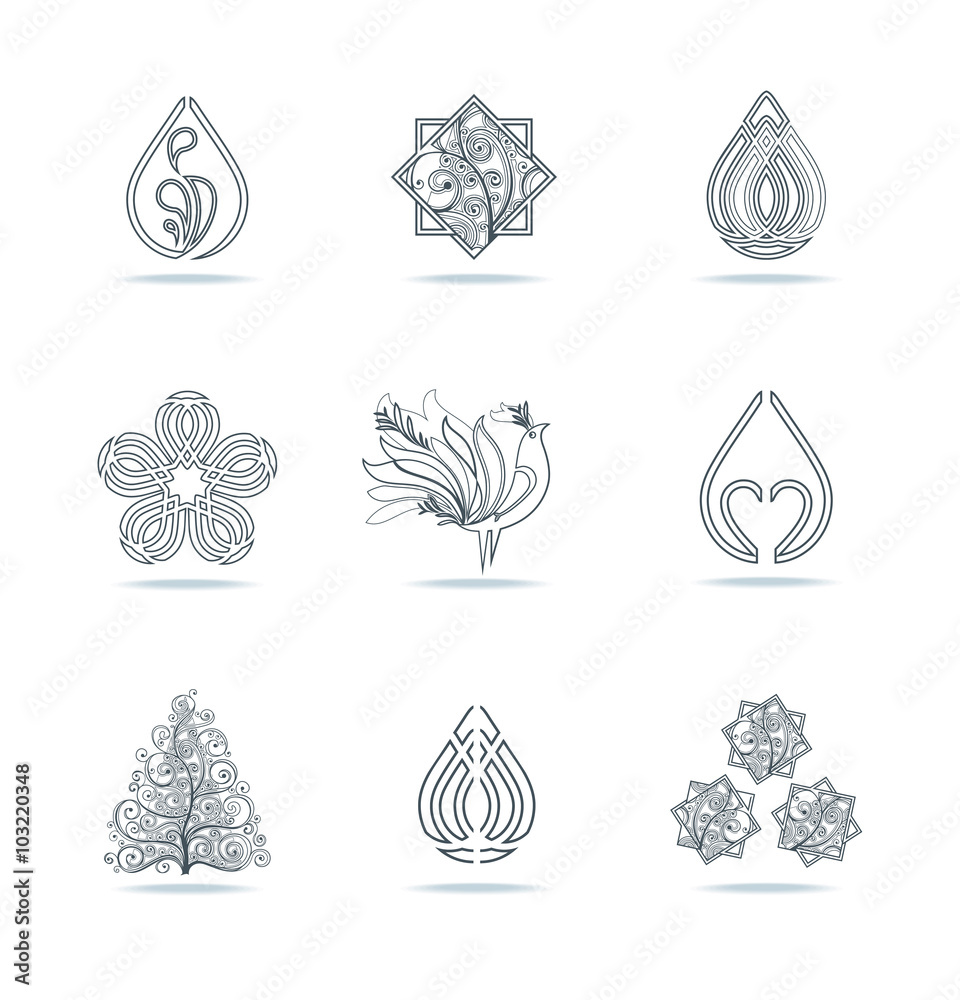 Set abstract icons. Flat design template. Set abstract icons. Flat design template.