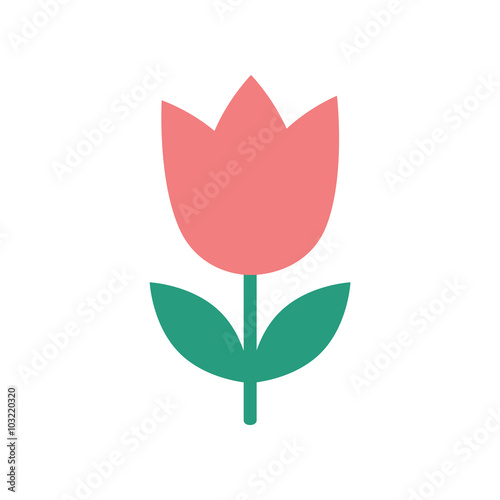 Canvas Print flat icon on white background tulip blooms