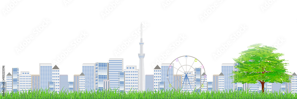 都会 街並み 木 背景 Stock Vector Adobe Stock