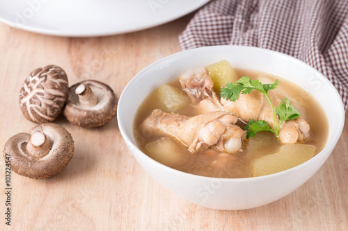 Chicken soup, chicken soup in a cup.