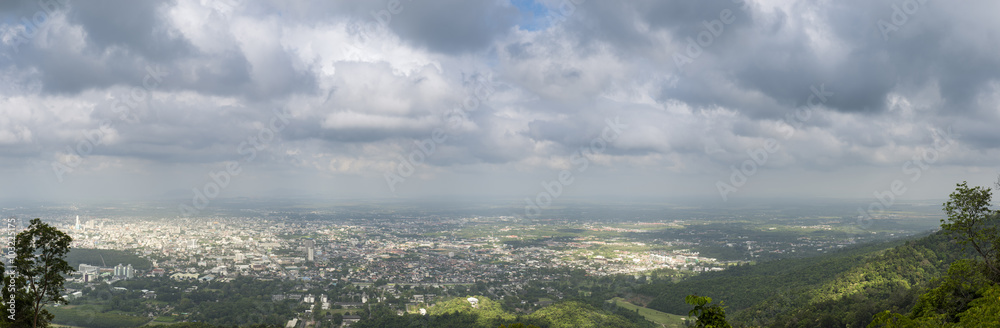 Landscape view of Hat Yai town,Songkla, Thailand from the mounta