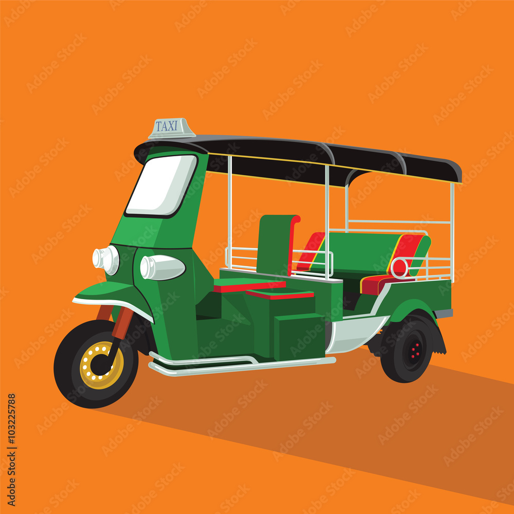 Fototapeta premium Green Tuk Tuk in Thailand