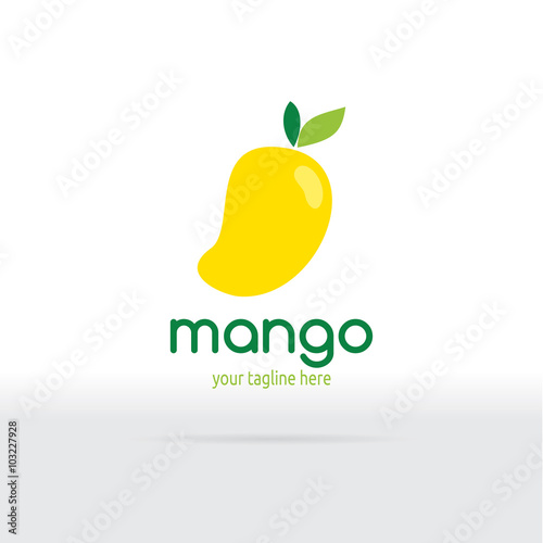 Mango Logo Flat Design. Fruit Vector illustration.