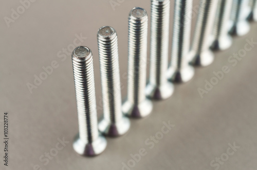 An even number of metal screws photo