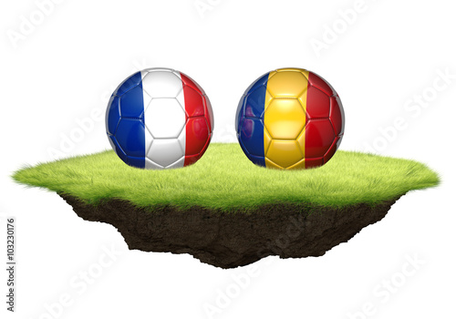 France and Romania 3D team balls for Euro 2016 football championship tournament