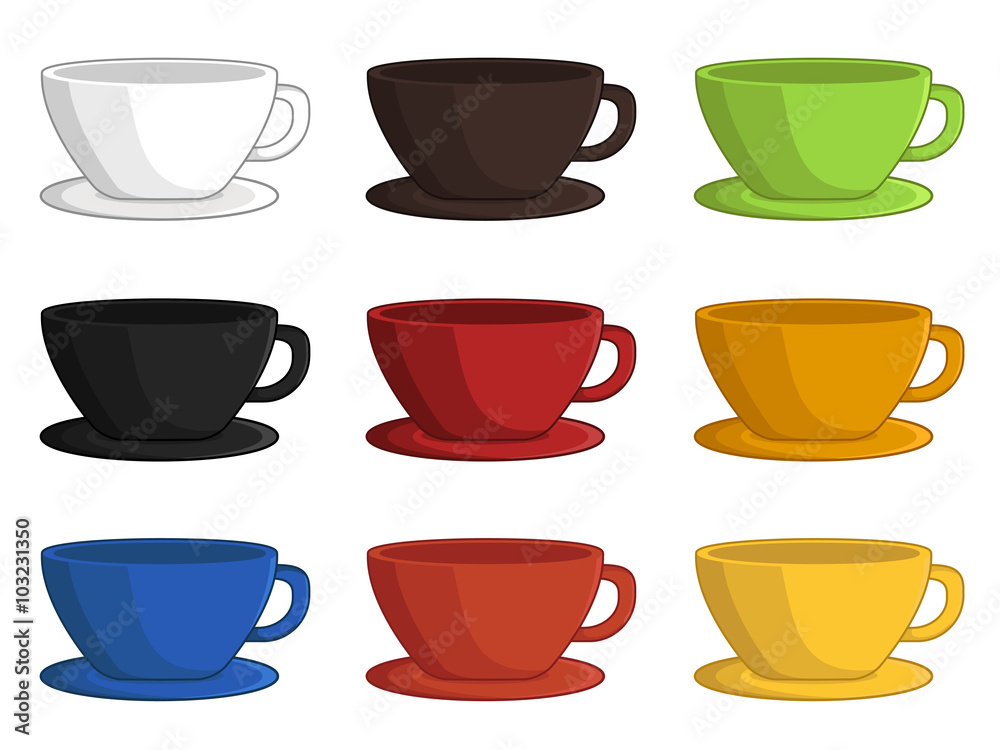 Cartoon illustration of cups