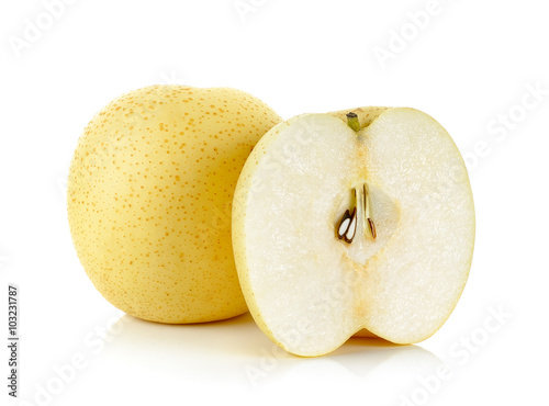 Yellow pear isolated on the white background