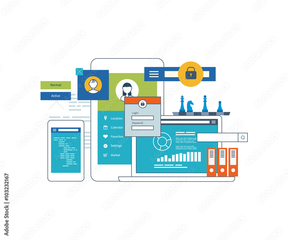 Application development concept for e-business, web sites, mobile applications Application development concept for e-business, web sites, mobile applications
