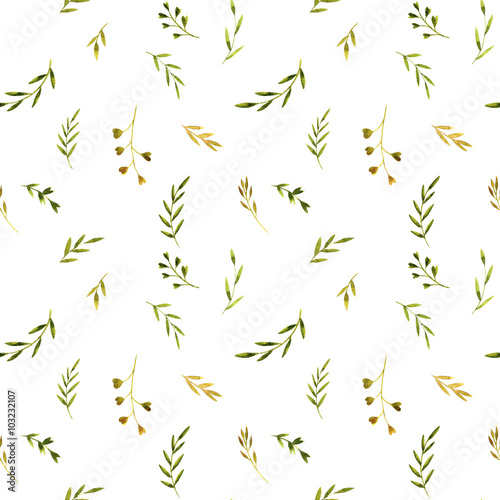 seamless pattern with watercolor leaves