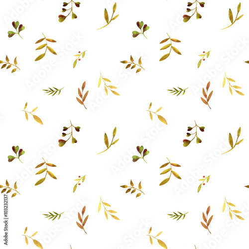 seamless pattern with watercolor leaves © cat_arch_angel