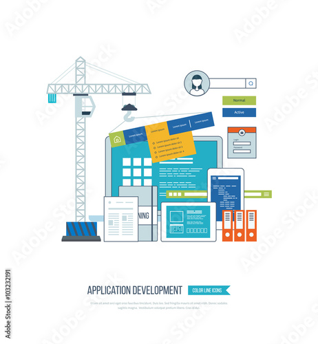 Application development concept  for e-business, mobile applications, banners