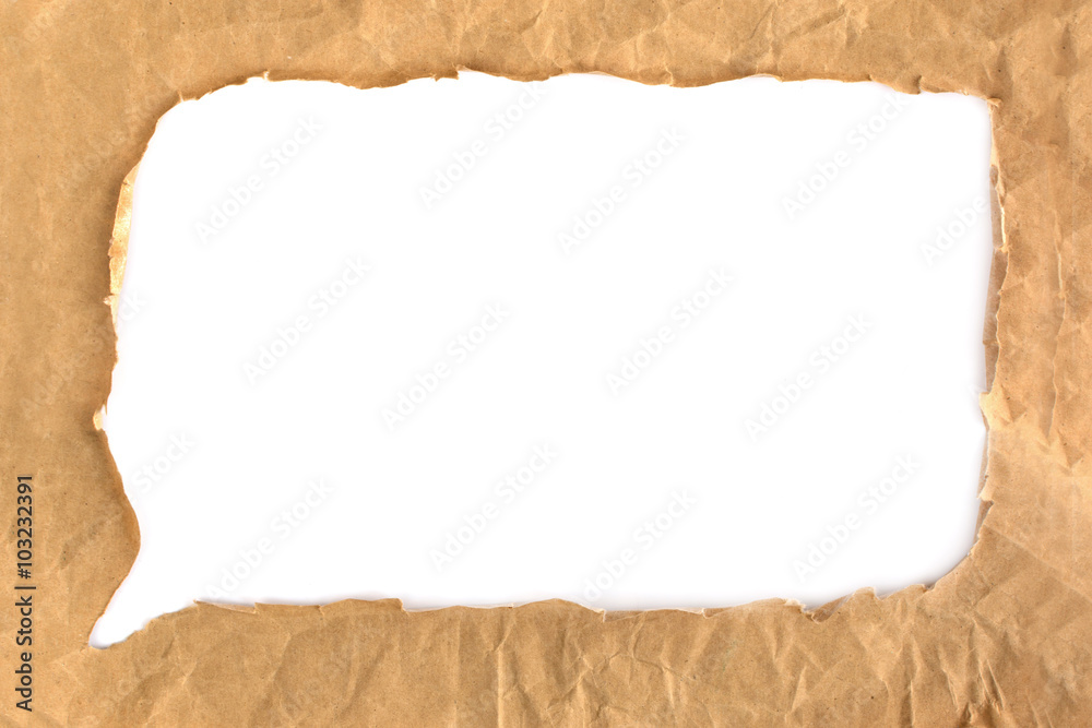 Crumpled grunge brown paper bubble isolated