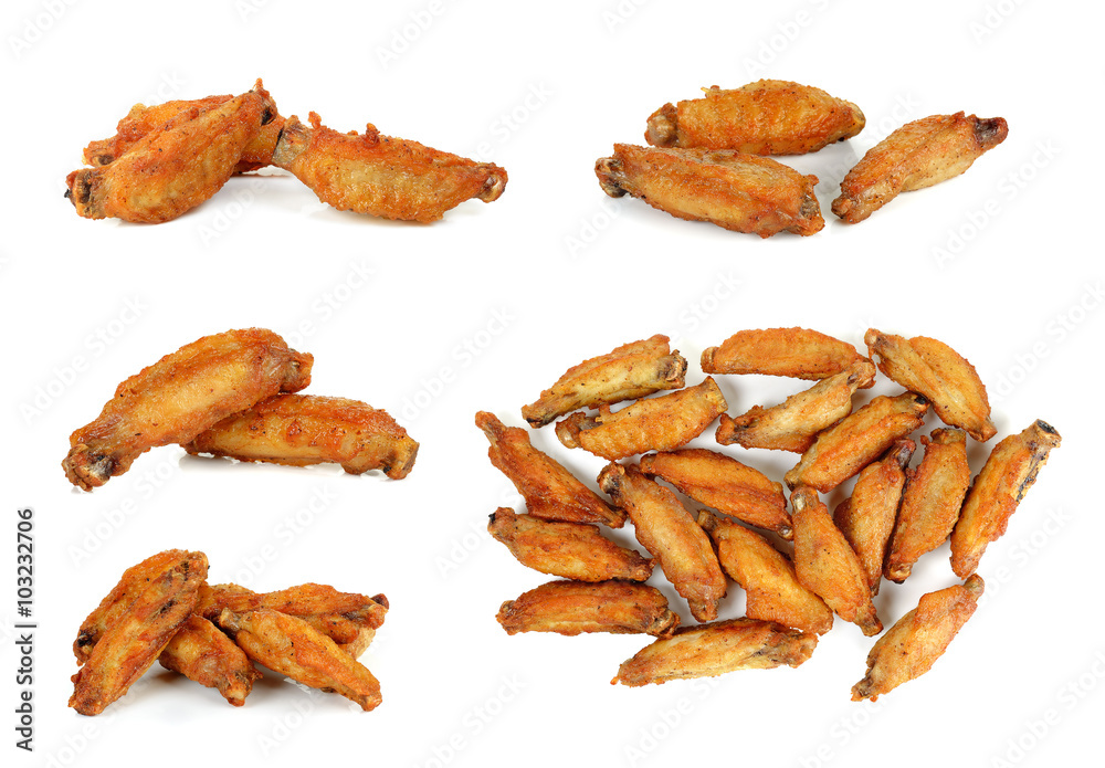 Fried chicken wing isolated on white background