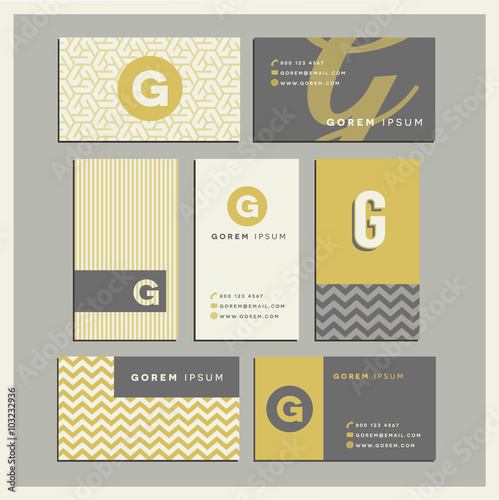 Set of coordinating business card designs with the letter g photo