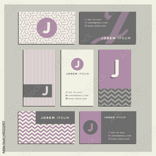 Set of coordinating business card designs with the letter j