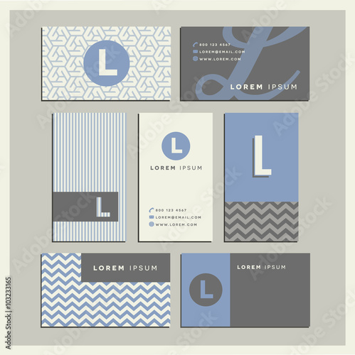 Set of coordinating business card designs with the letter l