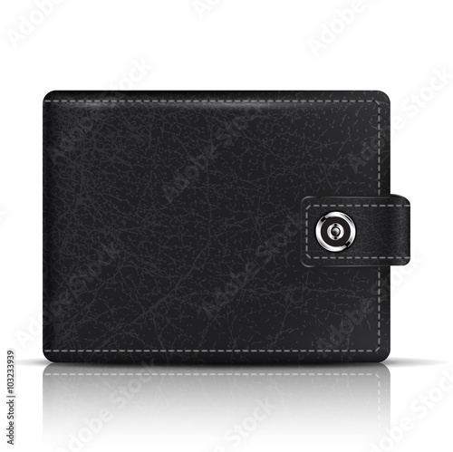 Vector Realistic Black Leather Wallet