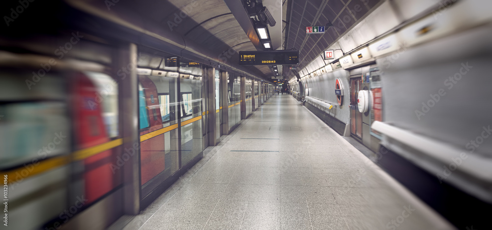 Motion blur of subway train