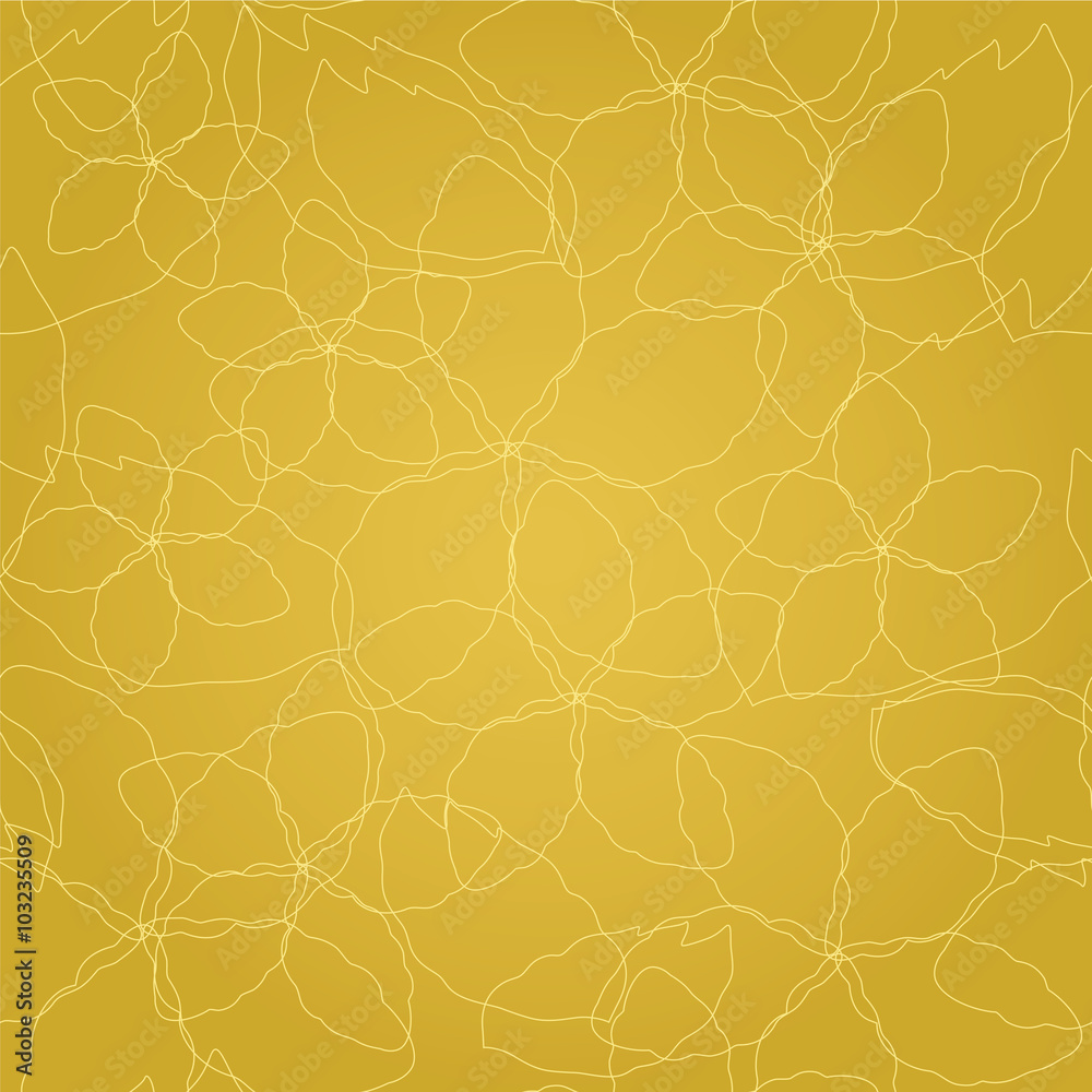 Seamless floral golden lines wallpaper. This image is a vector illustration.