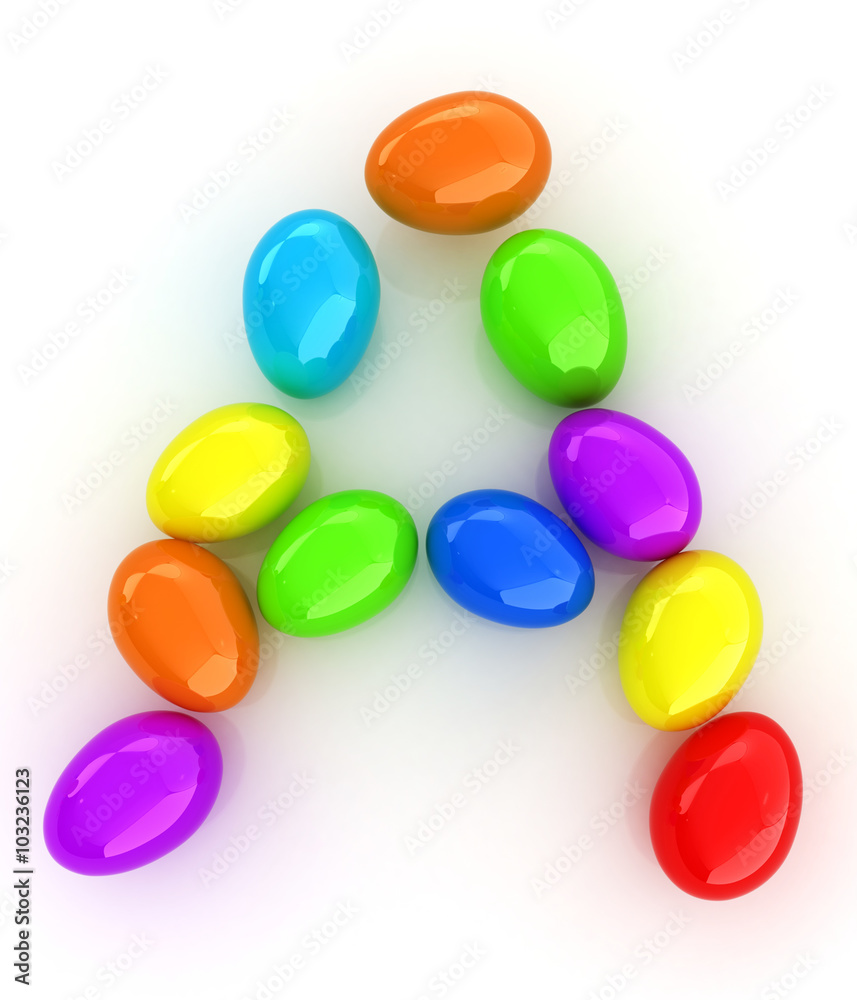 Alphabet from colorful eggs. Letter Alphabet from colorful eggs. Letter