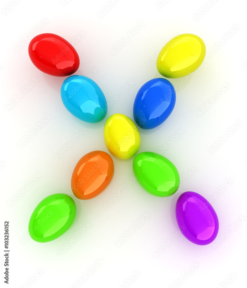 Fototapeta premium Alphabet from colorful eggs. Letter 