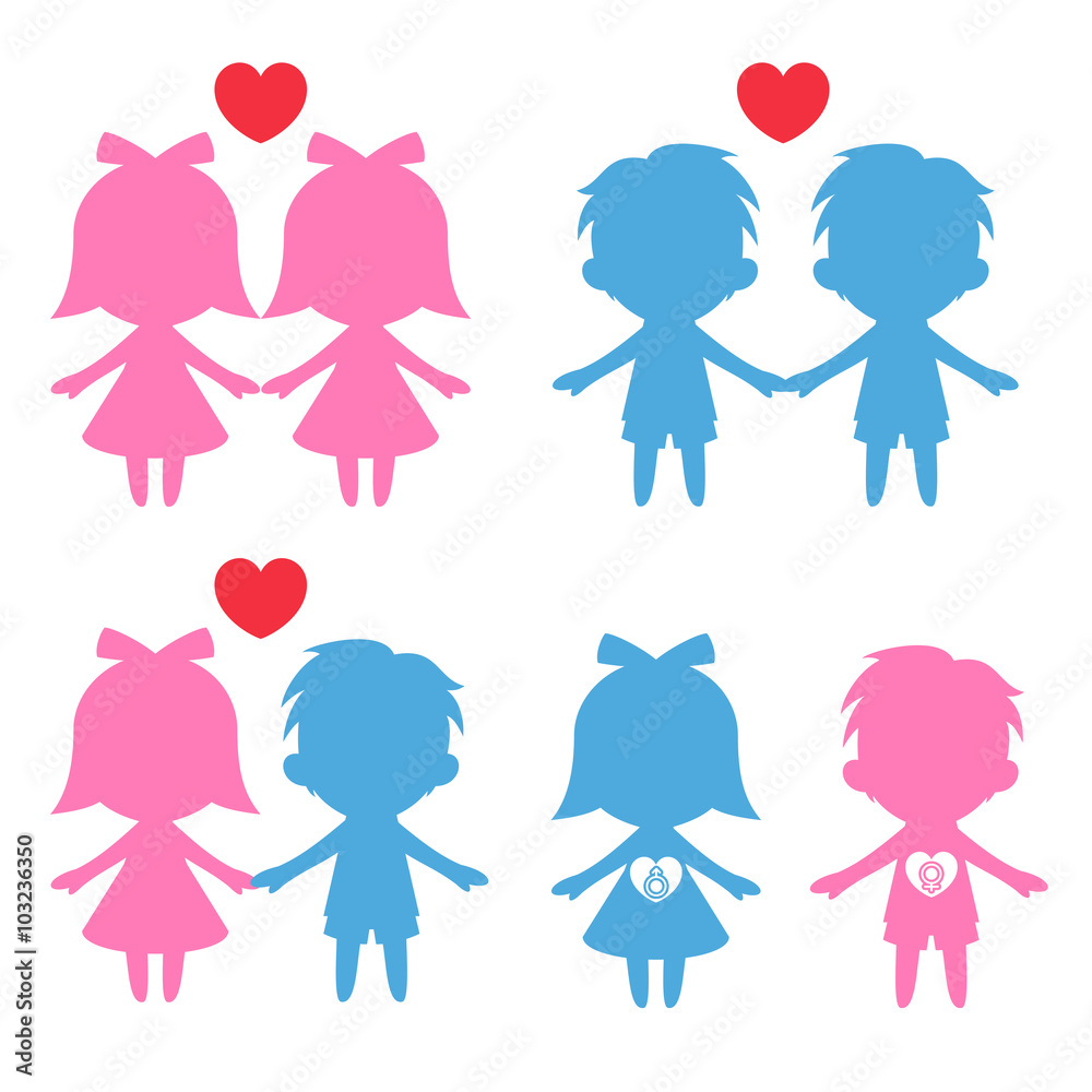 Lgbtデフォルメ シルエットイラスト セット素材 Stock Illustration Adobe Stock