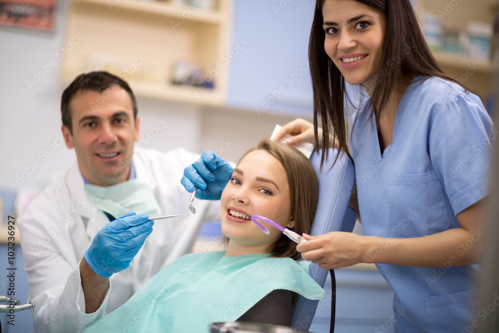 Female patient at dentist