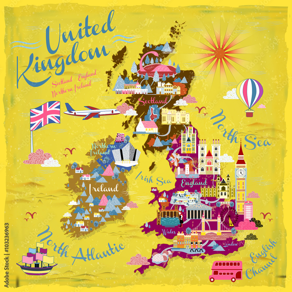 Fototapeta premium United Kingdom travel map
