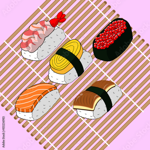 sushi food japanese set