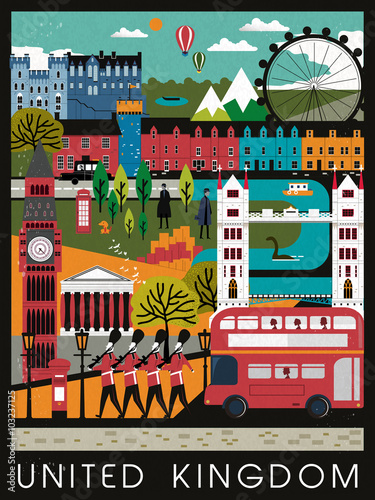 eye-catching United Kingdom travel poster