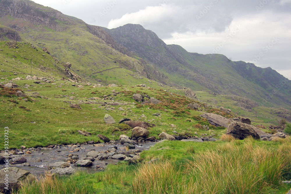 Fototapeta premium View of the mountain valley in Snowdonia National Park in Wales