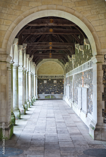 Fototapeta War cloister at Winchester College, Winchester, UK.