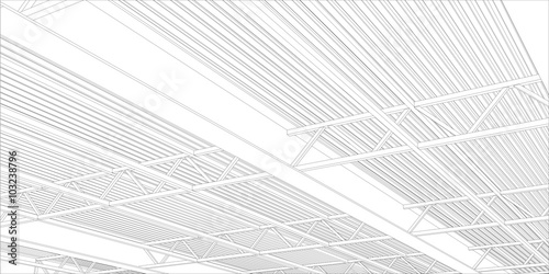 Abstract line vector construction industrial building.