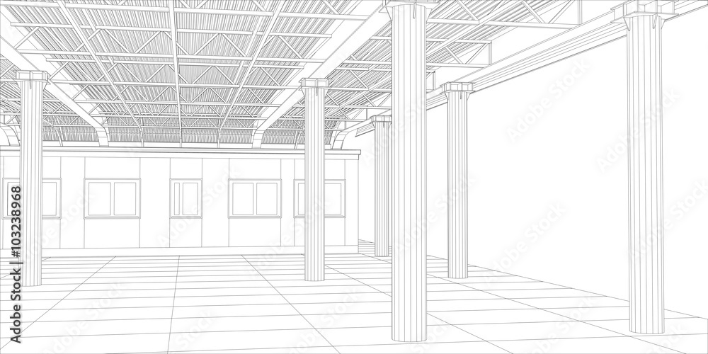 Abstract line vector construction industrial building. Abstract line vector construction industrial building.