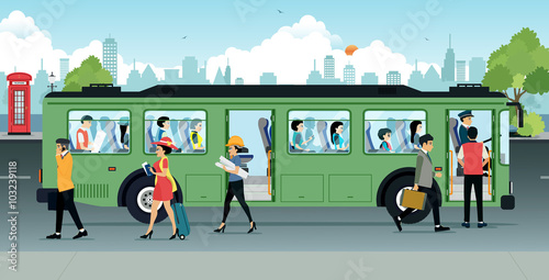 People were running up and down from the bus.