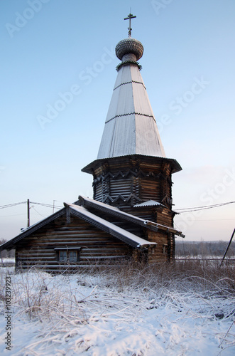 KOSMOZERO, KARELIA, RUSSIA - January, 2016: Church of the Assump photo