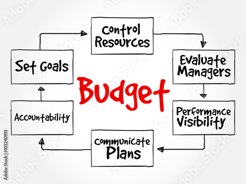 Purposes of maintaining Budget mind map flowchart business concept for presentations and reports