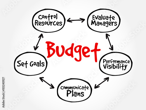 Purposes of maintaining Budget mind map flowchart business concept for presentations and reports