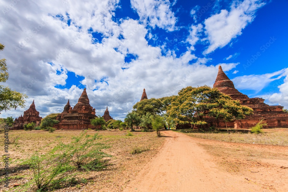 Ancient pagodas in Bagan of Myanmar. Bagan was the capital of the Kingdom of Pagan during 9th to 13th centuries.